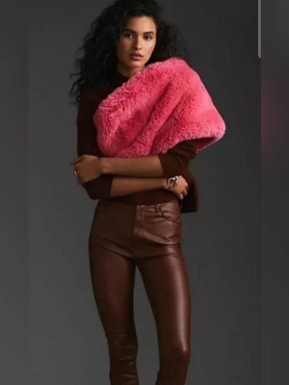 NWT Anthropologie Maeve Faux Fur Hot Pink Barbiecore Stole